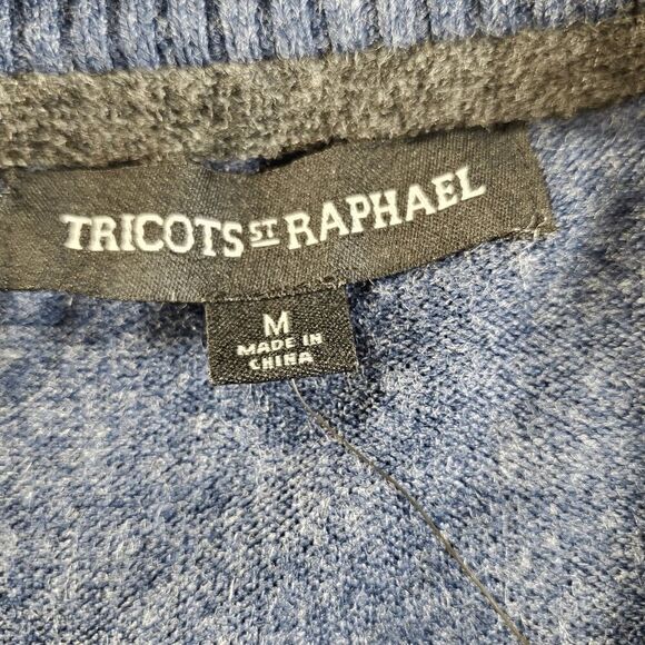 Tricots St. Raphael Sweater Mens Medium Blue Knit Long Sleeve V Neck Pullover - Picture 2 of 10